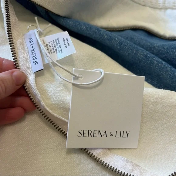 Set of 2 Serena and Lily Linen Chenille Pillow 18x24 French Blue Pillow Shams - Picture 7 of 9